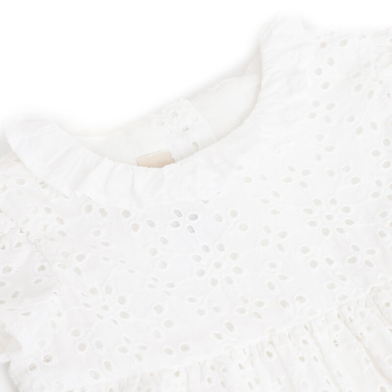 Girls White Solid Short Sleeve Dress image number 2